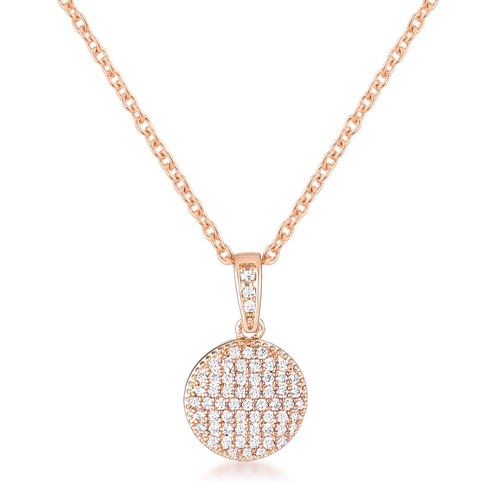 Avera Radiant CZ Disk Pendant Necklace in Pink
