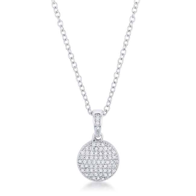 Avera Radiant CZ Disk Pendant Necklace in Pink