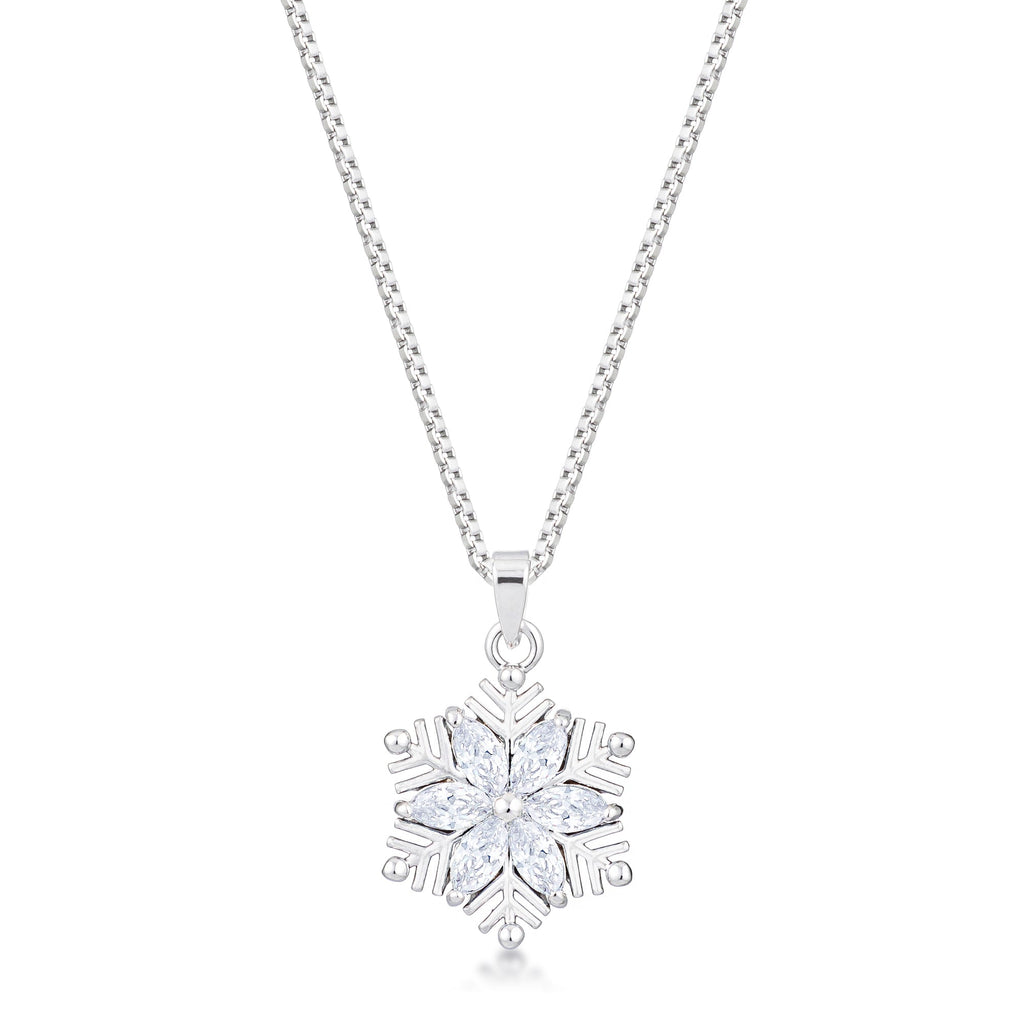 Avera Brilliant Marquise Snowflake Pendant in Sterling Silver