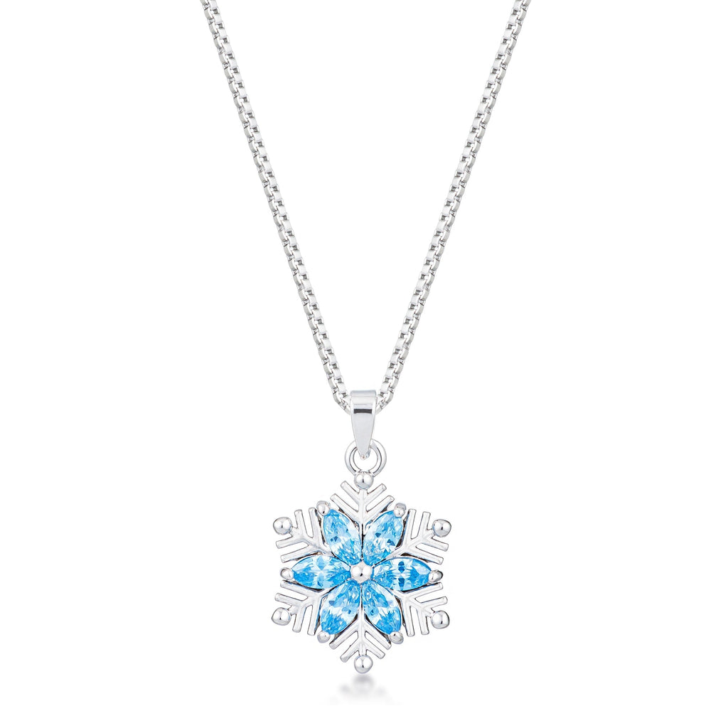 Avera Brilliant Marquise Snowflake Pendant in Sterling Silver