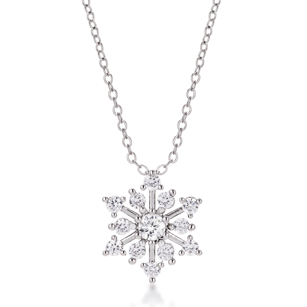 Avera Contemporary Cz Snowflake Necklace In Gold Tone