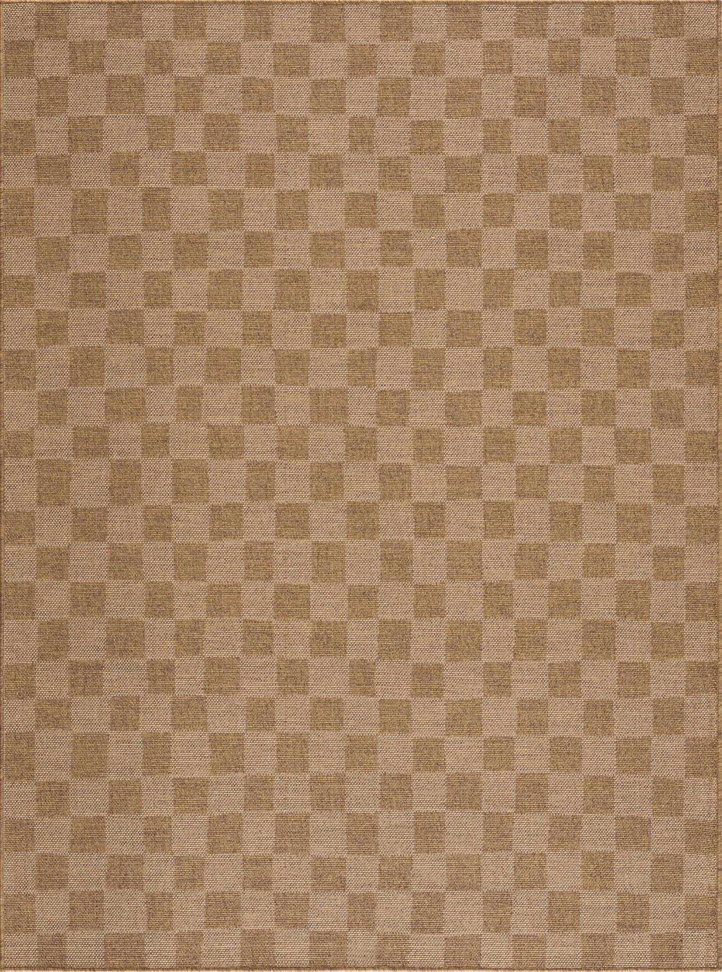 Kuval Checkered Brown Outdoor Rug