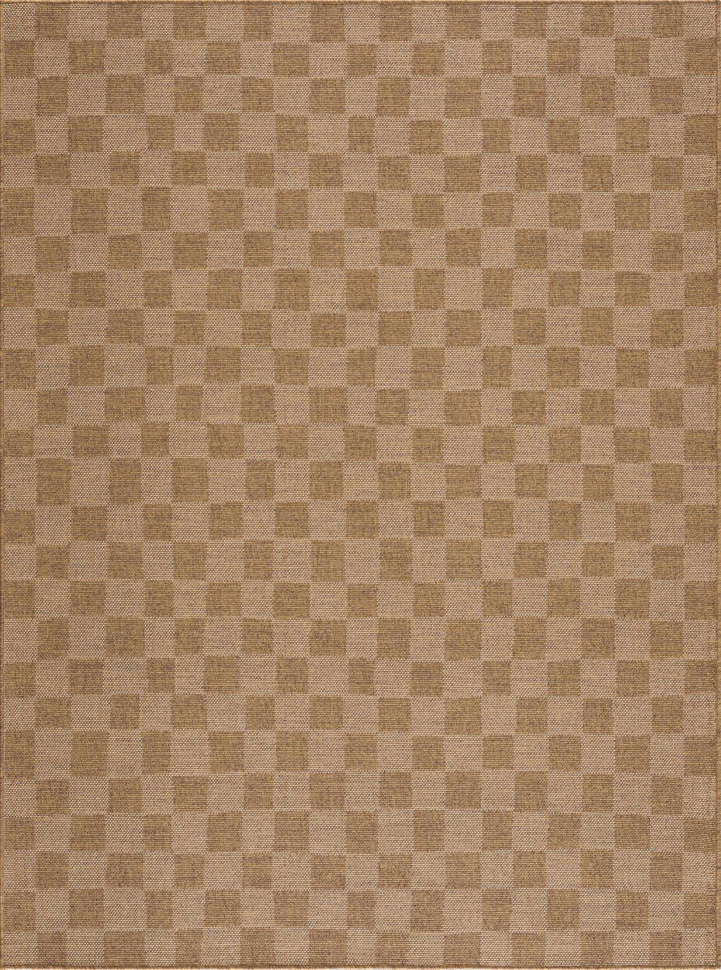 Kuval Checkered Brown Outdoor Rug