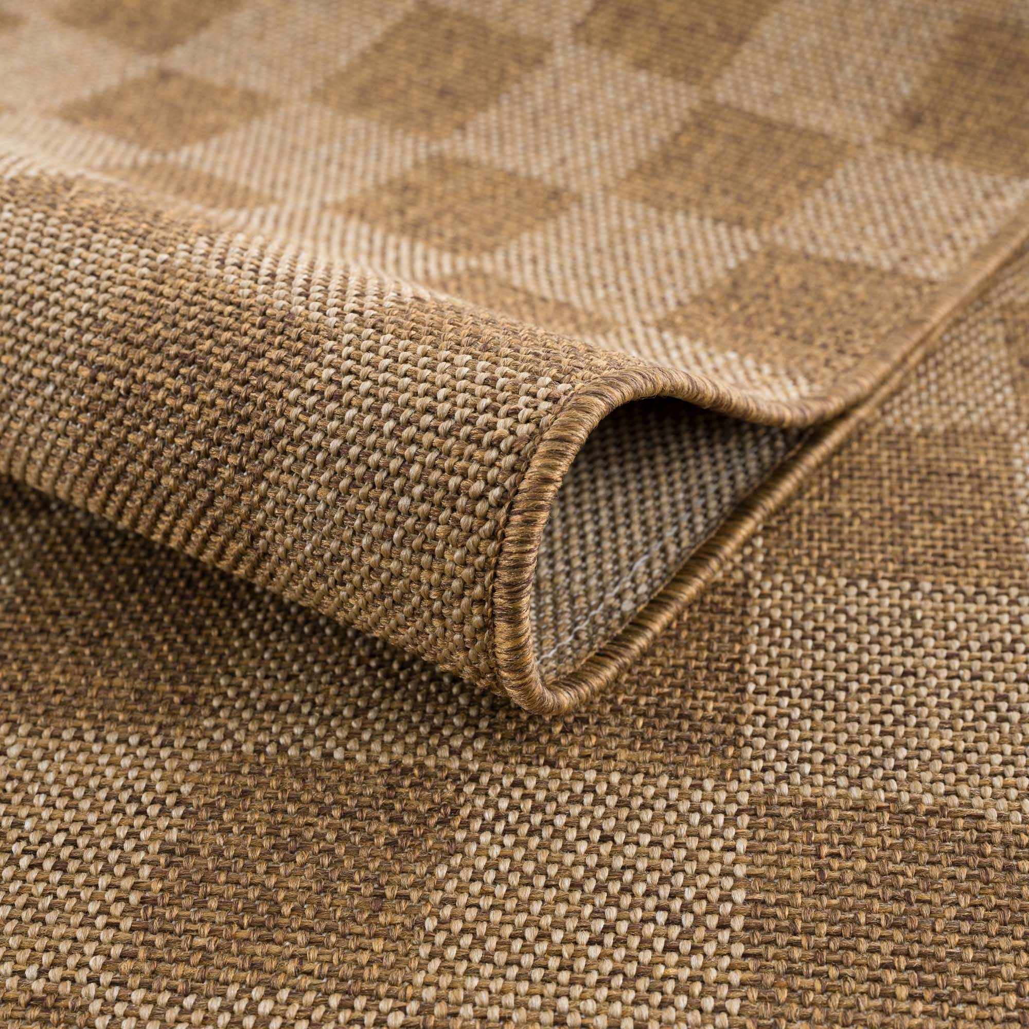 Kuval Checkered Brown Outdoor Rug