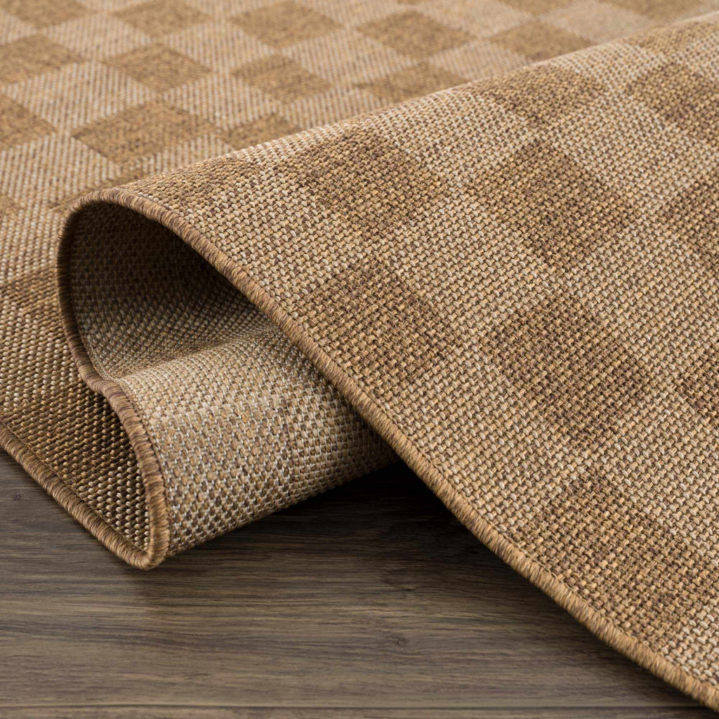 Kuval Checkered Brown Outdoor Rug