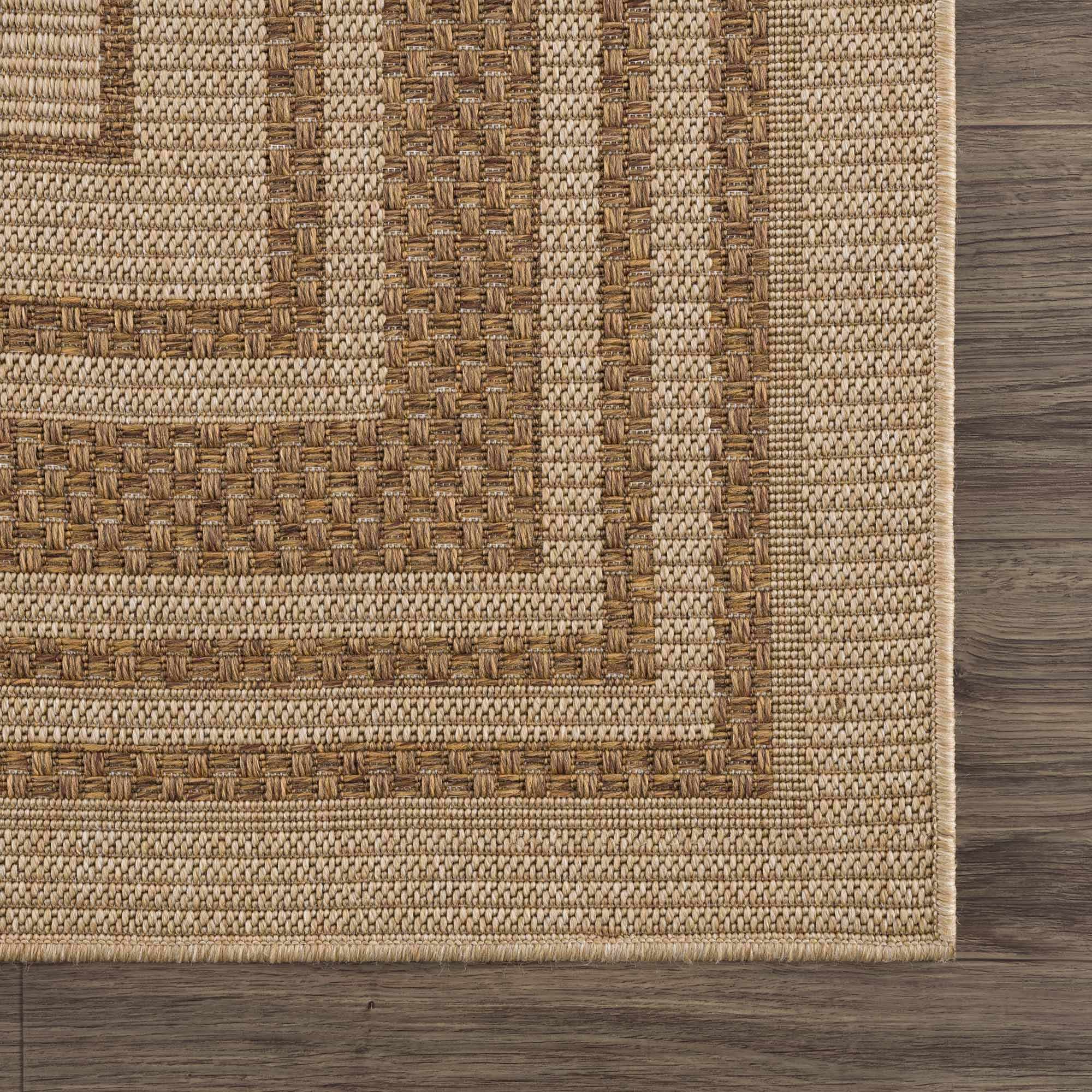 Isoko Bordered Faux Jute Outdoor Rug