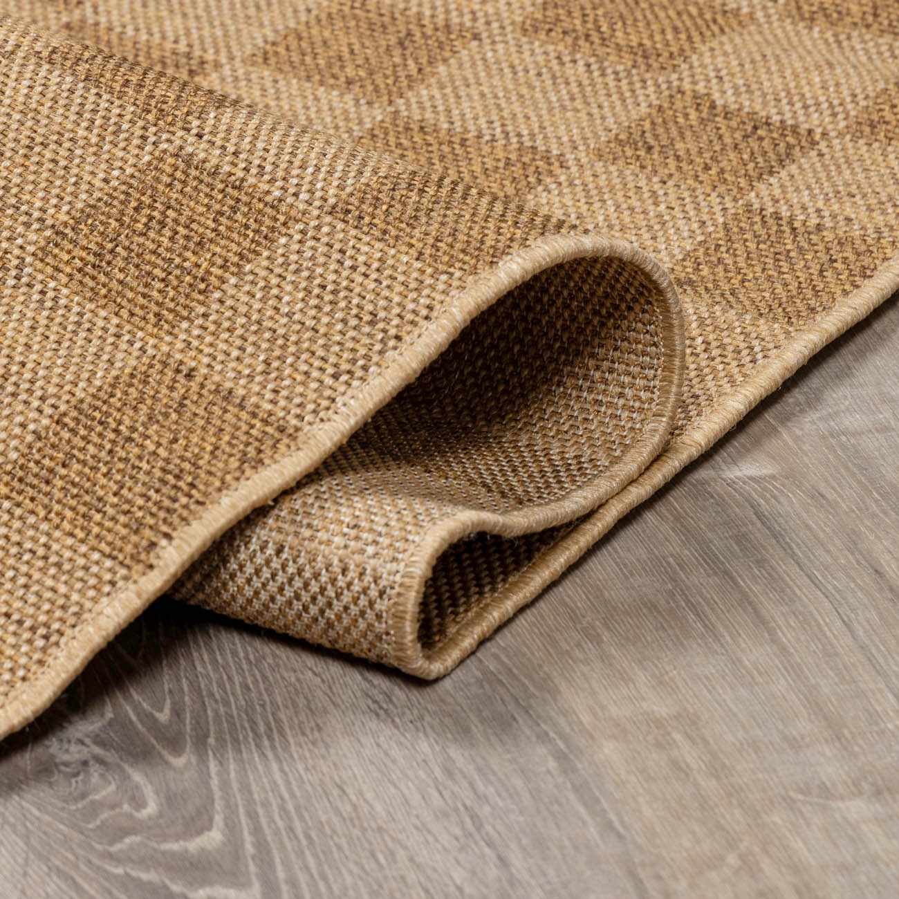 Kuval Checkered Brown Outdoor Rug