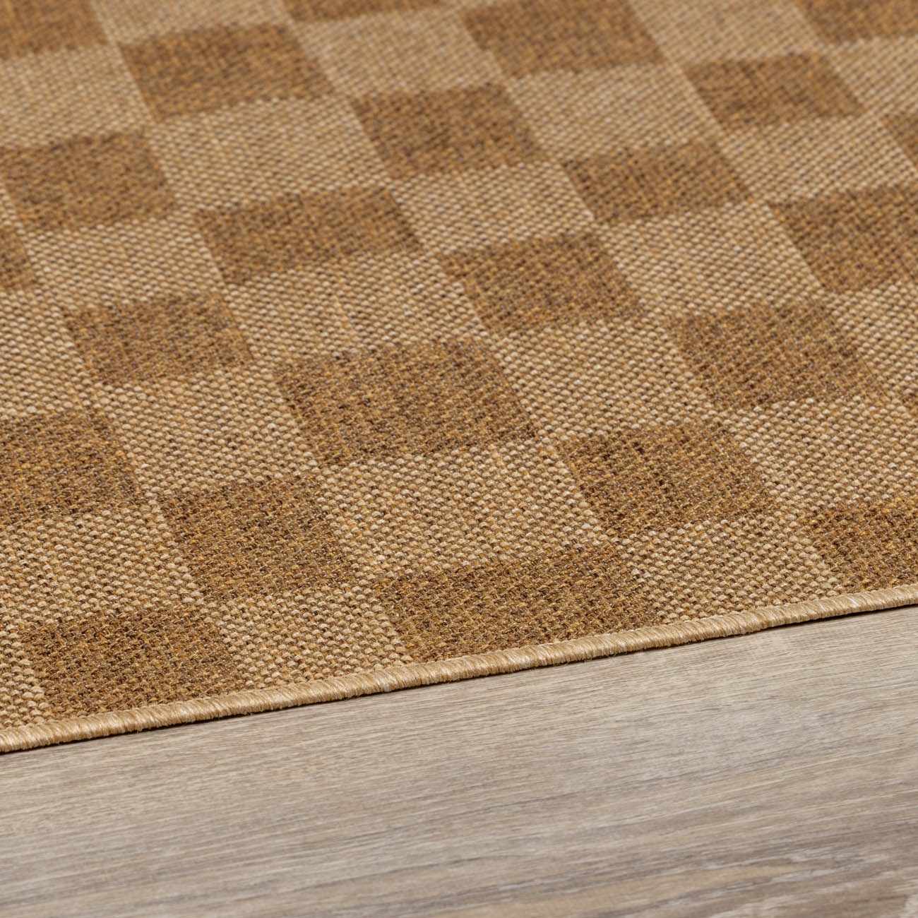 Kuval Checkered Brown Outdoor Rug