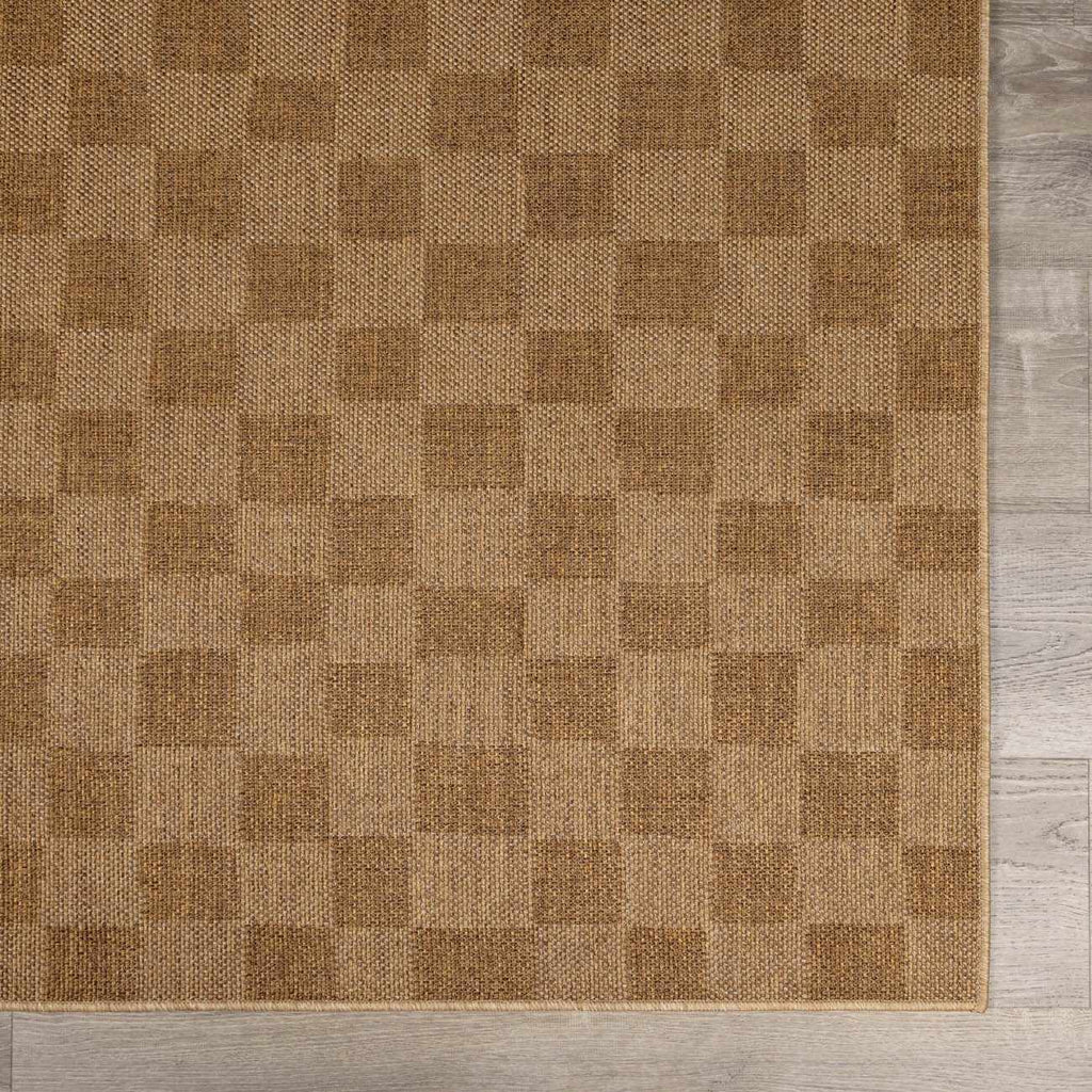 Kuval Checkered Brown Outdoor Rug