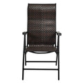 Outdoor Folding Steel Frame Rattan Patio Chair with Armrest in Brown