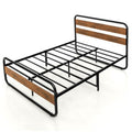 Queen Industrial Wood and Metal Tube Platform Bed with Headboard and Footboard