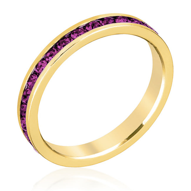 Avera Stylish Stackables With Purple Crystal Ring Set