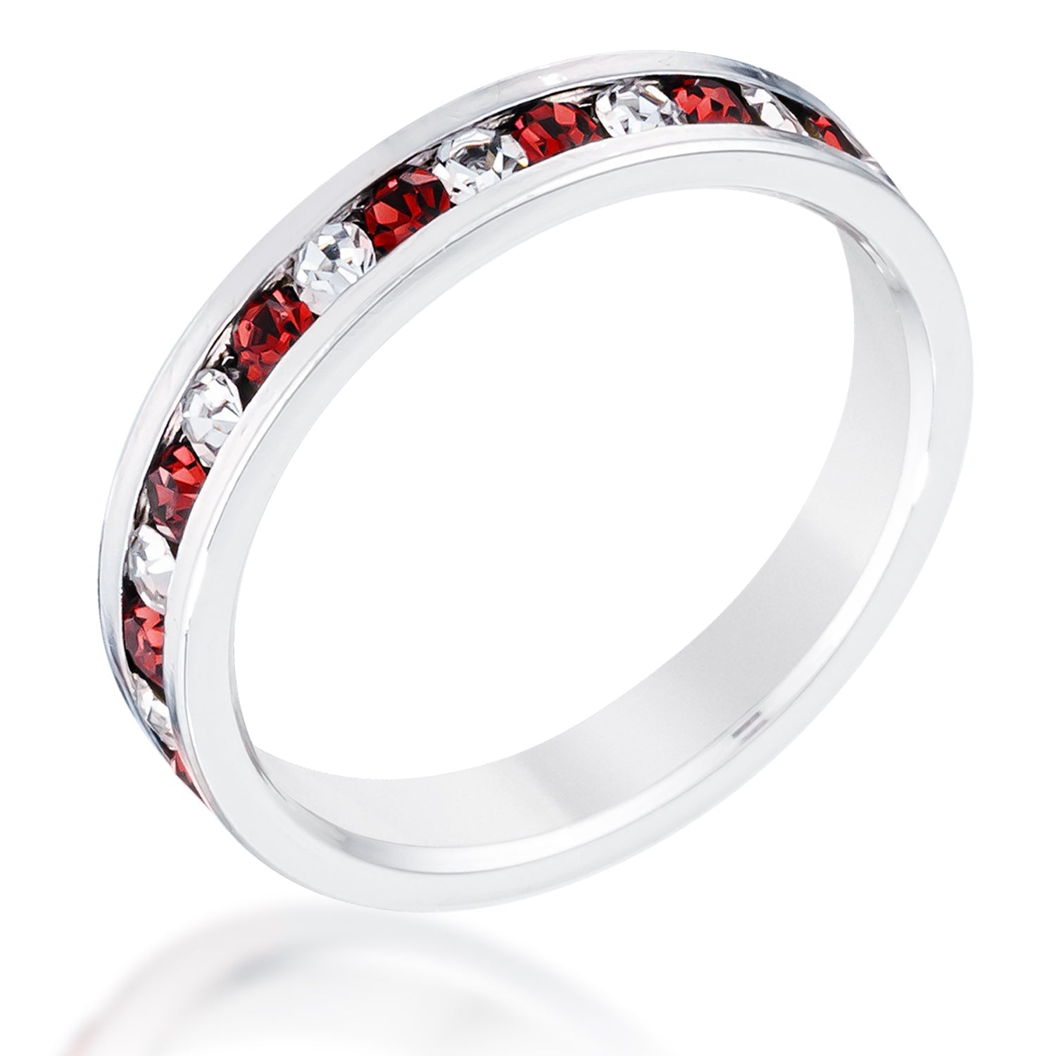 Avera Clear and Red Alternating Crystal Eternity Ring