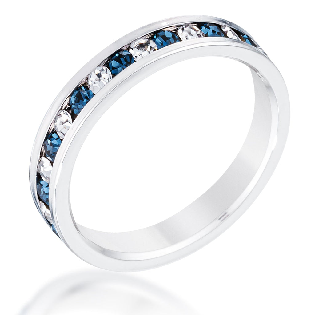 Avera Clear and Blue Alternating Crystal Eternity Ring