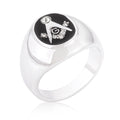 Avera Onyx Cubic Zirconia Masonic Ring in Polished Stainless Steel