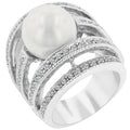 Avera Elegant Right-Hand Pearl Ring in Sterling Silver