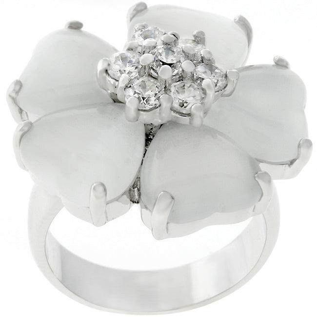 Avera Floral Nouveau Ring in Polished Sterling Silver