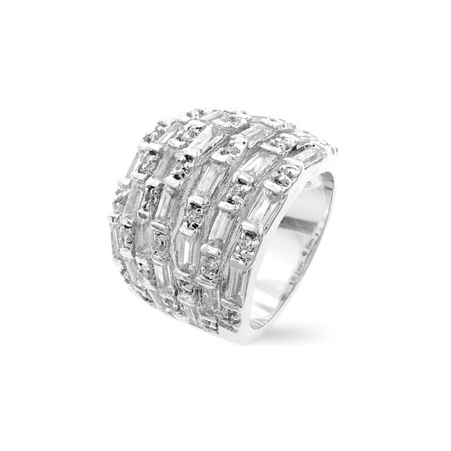 Avera Multi Row Cubic Zirconia Fashion Ring in Sterling Silver