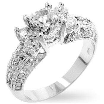 Avera Brilliant Engagement Ring In Sterling Silver