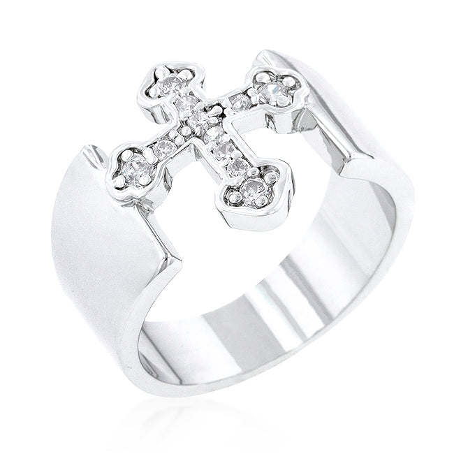 Avera Sterling Silver Cross Band Ring - Elegant Minimalist Jewelry