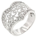 Avera Cubic Zirconia Filigree Hearts Ring in Sterling Silver