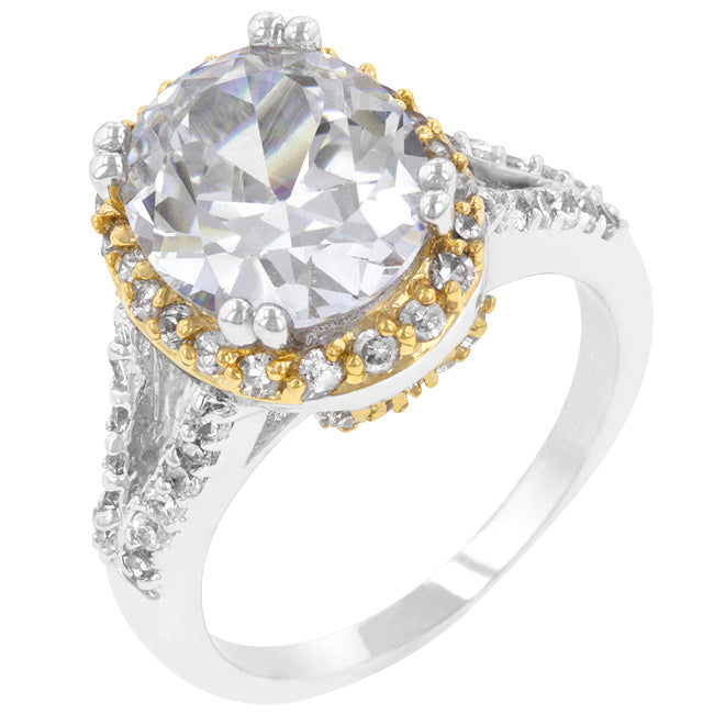 Avera Coronation Engagement Ring In 18k Gold Plated Silver