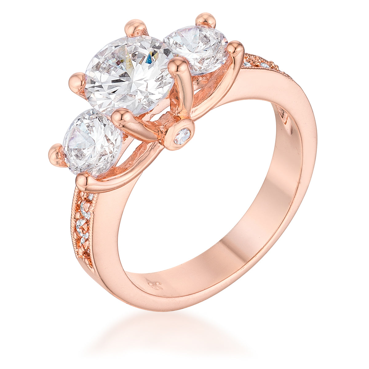 Avera Dazzling Three Stone Engagement Ring with Cubic Zirconia