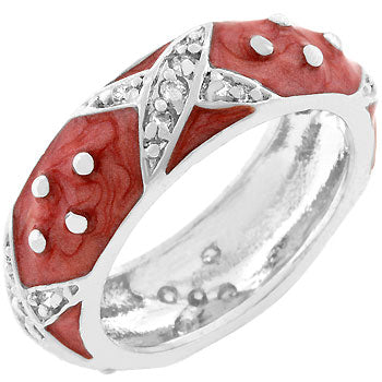 Avera Marbled Enamel Ring in Crimson Red Size 5