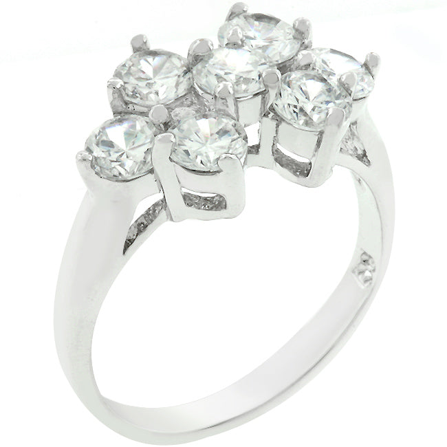 Avera Round Cubic Zirconia Cluster Ring In Sterling Silver