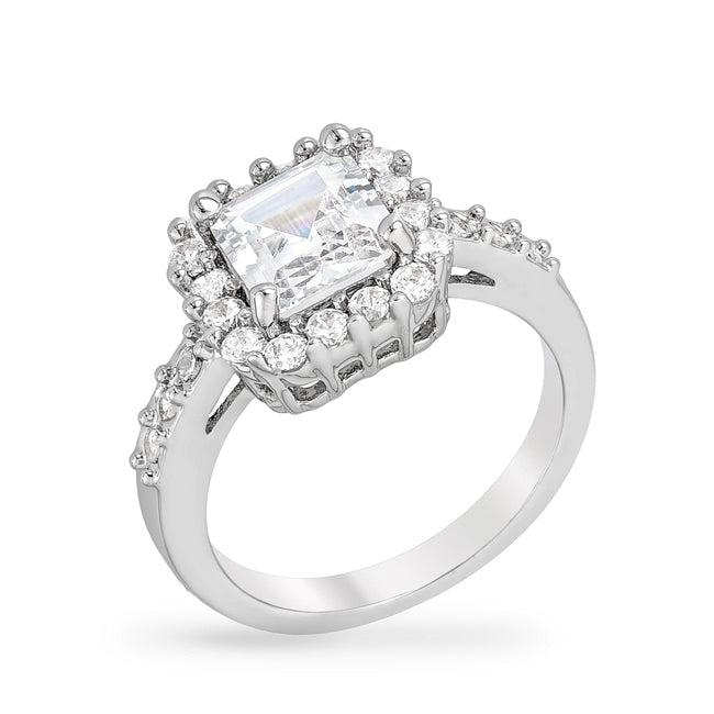 Avera Signature Collection Pave Asscher Cut Ring 5 / Silver