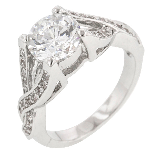 Avera Brilliant Twist Engagement Ring in Sterling Silver