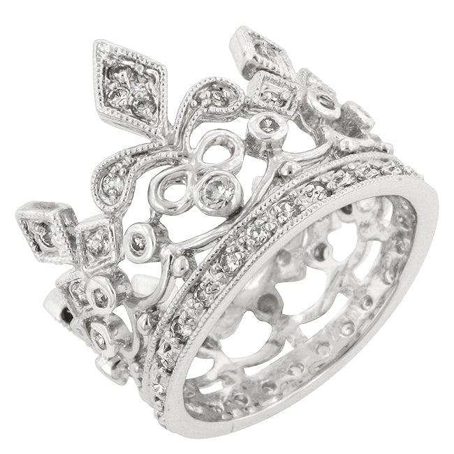 Avera Cubic Zirconia Crown Eternity Ring in Sterling Silver
