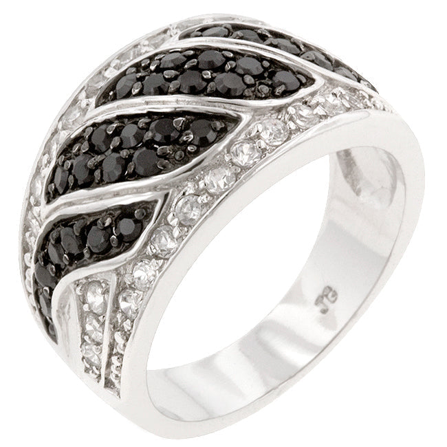 Avera Elegant Contemporary Swirl Ring In Polished Black