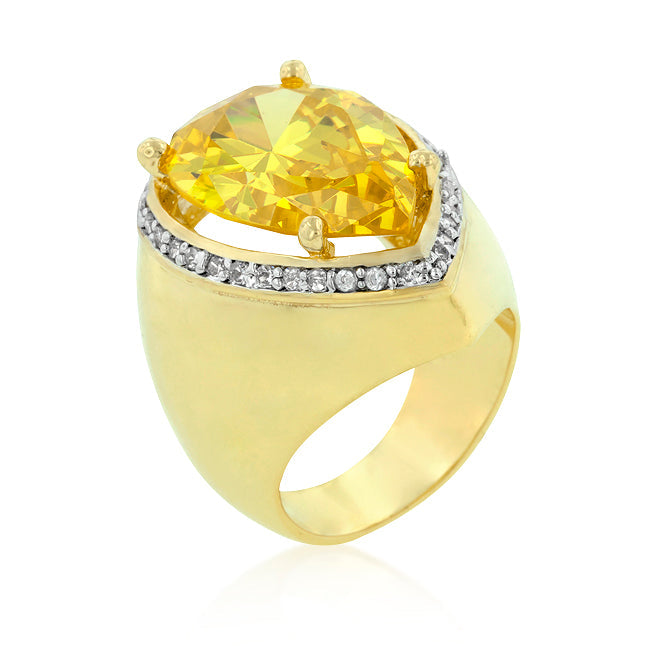 Avera Large Flower Cubic Zirconia Cocktail Ring in 14k Hamilton Gold