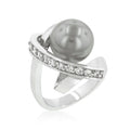 Avera Knotted Simulated Pearl Ring In Polished Silver Tone