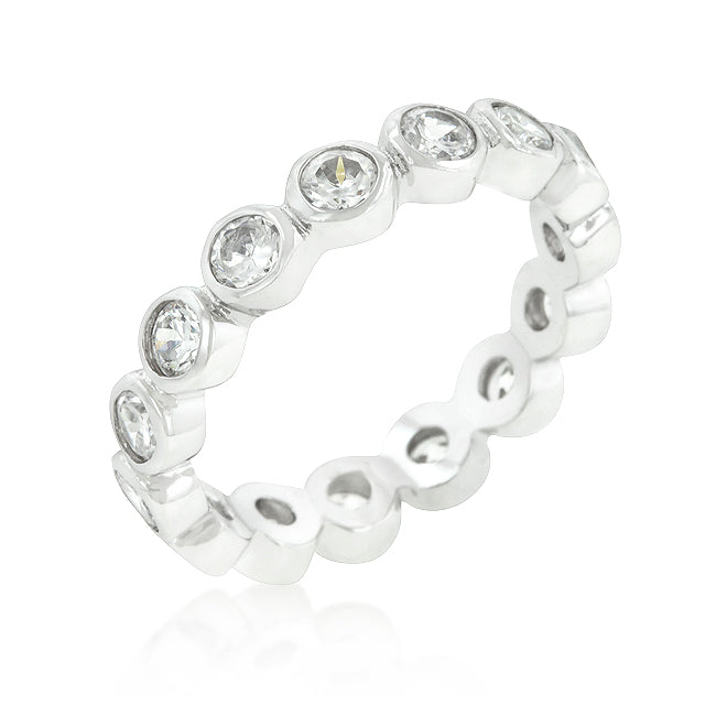 Avera Linked Bezel Eternity Band in Polished Silver