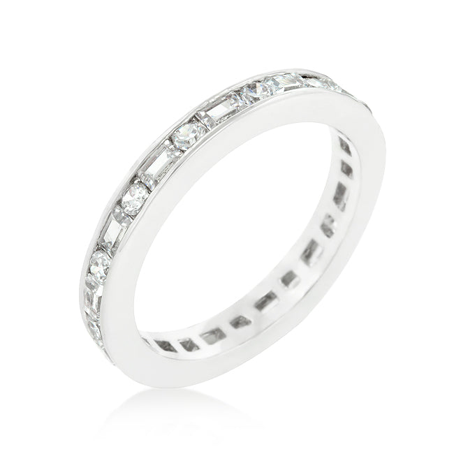 Avera Alternating Cubic Zirconia Eternity Band in Silver