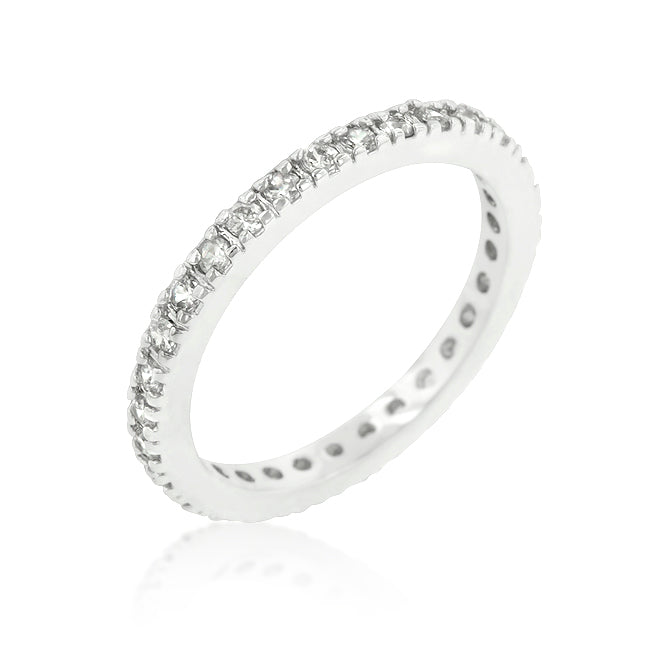 Avera Delicate Cubic Zirconia Eternity Band in Silver Tone