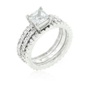 Avera Bridal Triple Ring Set In Polished Sterling Silver