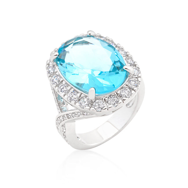 Avera Oval Topaz Cocktail Ring in Light/Pastel Blue