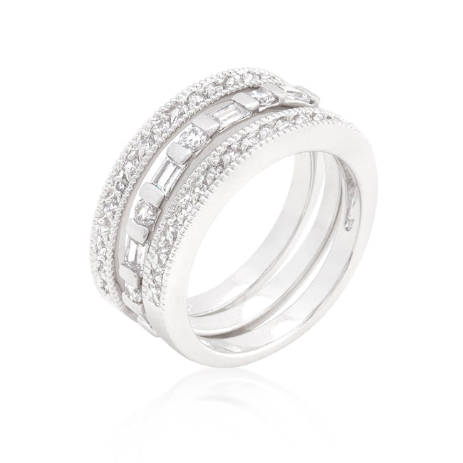 Avera Simple Cubic Zirconia Ring Set In Two-Tone Finish