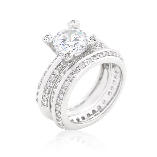 Avera Cubic Zirconia Round Cut Pave Ring Set in Sterling Silver