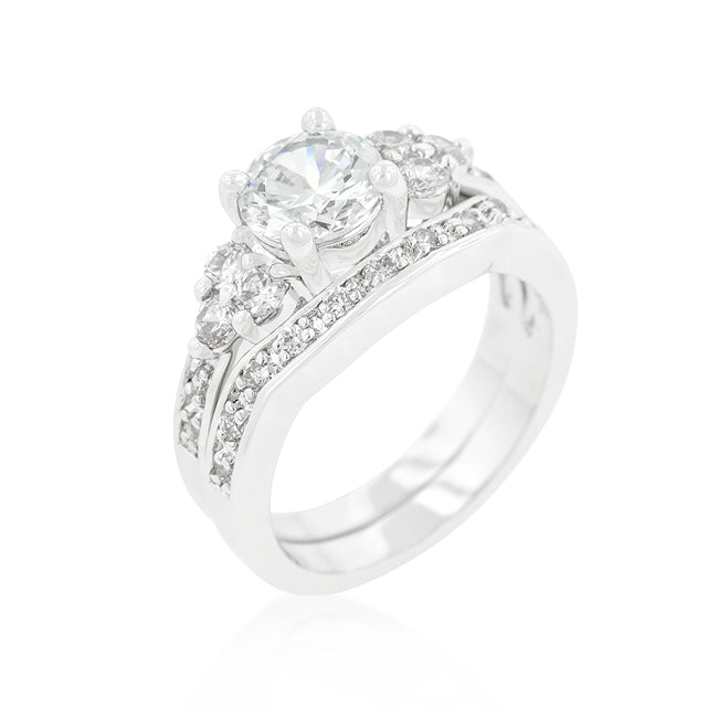 Avera Radiant Elegance Triple Stone Engagement Set 5 / Silver