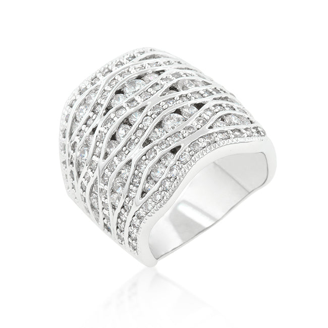 Avera Cubic Zirconia Pave Abstract Ring in Sterling Silver