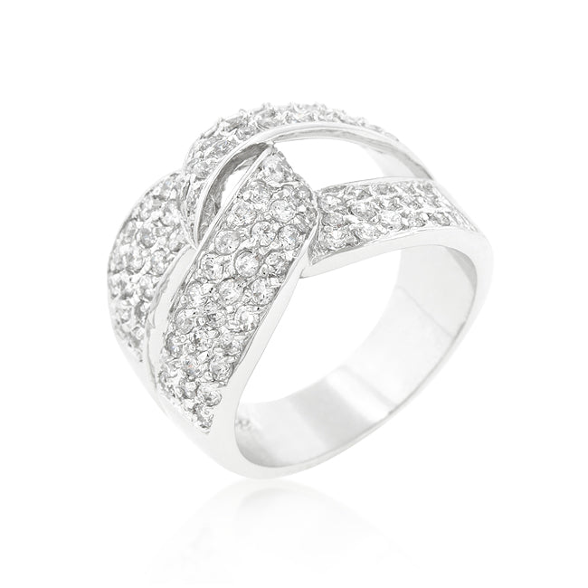 Avera Cubic Zirconia Knot Ring in Polished Silver