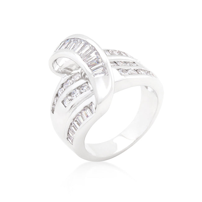 Avera Jewelry Channel Set Overlap Ring in Sterling Silver
