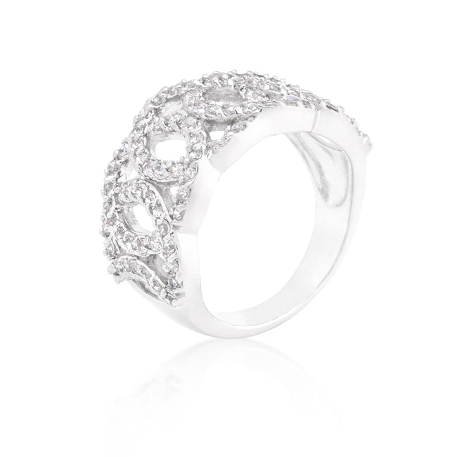 Avera Cubic Zirconia Circular Ring In Polished Silver
