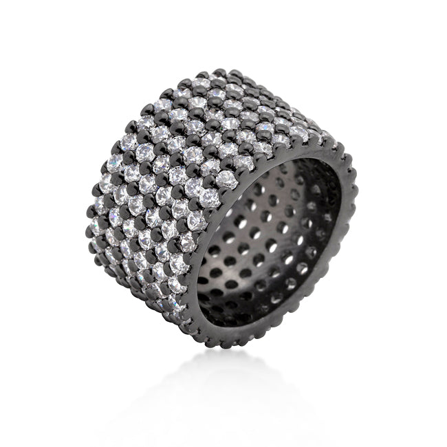 Avera Wide Pave Cubic Zirconia Ring In Black Finish