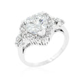 Avera Heart Halo Engagement Ring in Sterling Silver