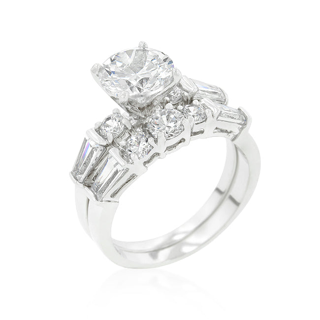 Avera Engagement Set with Large Center Stone in Sterling Silver